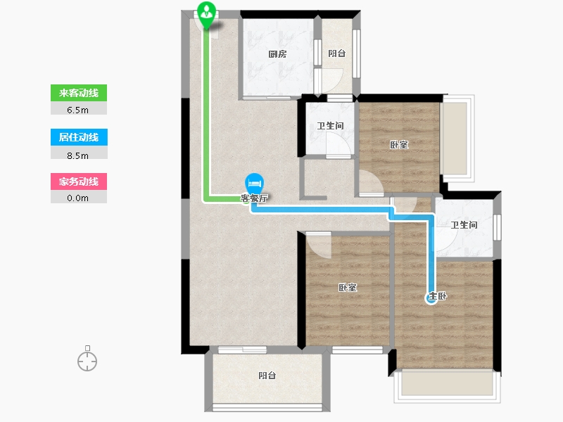 广西壮族自治区-南宁市-天健天境-84.50-户型库-动静线