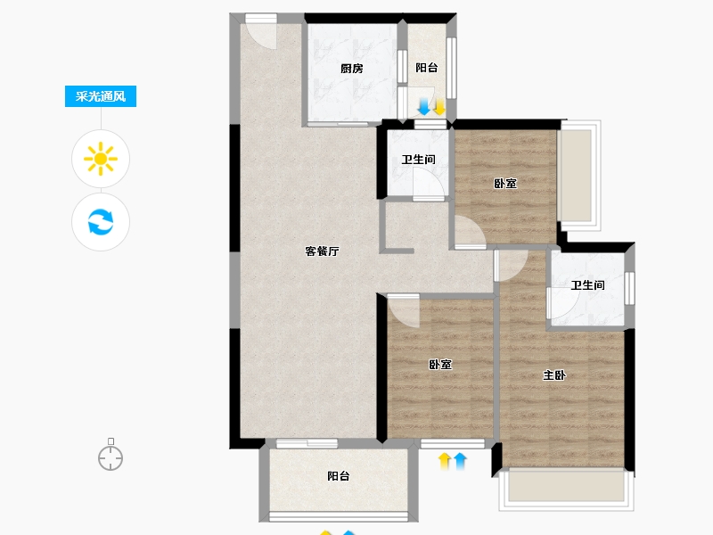 广西壮族自治区-南宁市-天健天境-84.50-户型库-采光通风