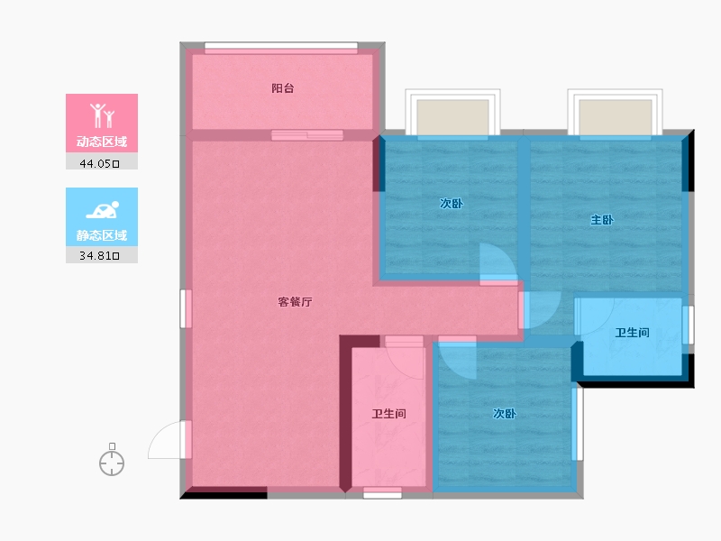 四川省-自贡市-公园锦华-69.29-户型库-动静分区