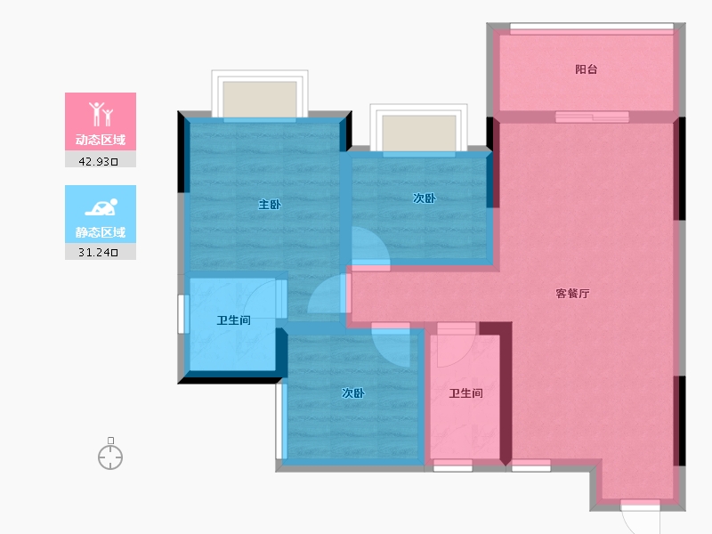 四川省-自贡市-公园锦华-64.94-户型库-动静分区