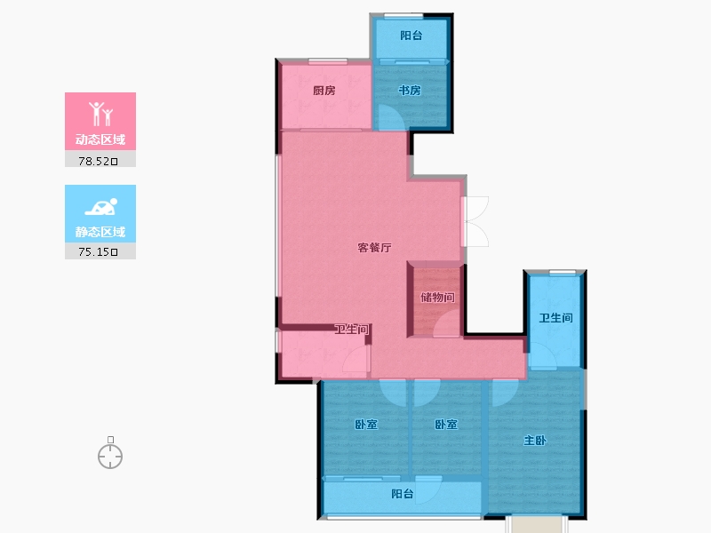 湖北省-武汉市-绿城武汉黄浦湾-140.01-户型库-动静分区