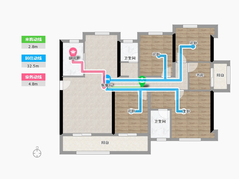 福建省-三明市-美岭·新澜湾-108.87-户型库-动静线