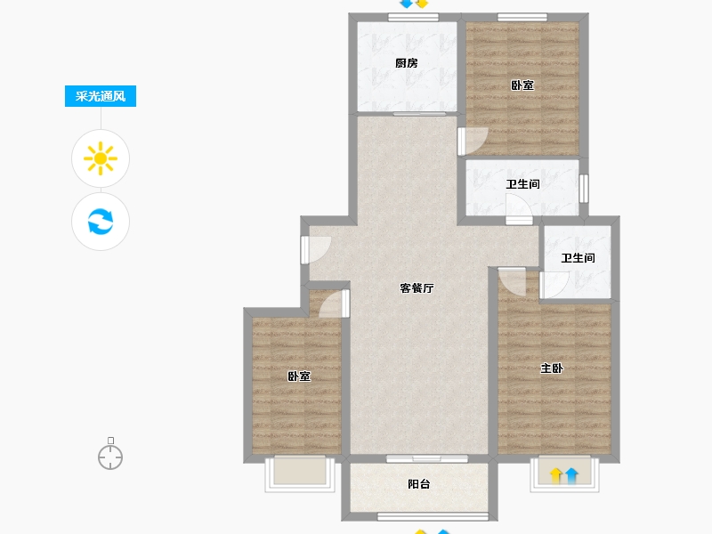 陕西省-西安市-华美璟苑-108.00-户型库-采光通风