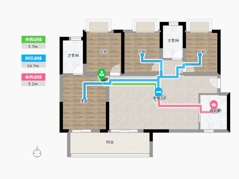 湖南省-长沙市-金科集美天辰-98.65-户型库-动静线