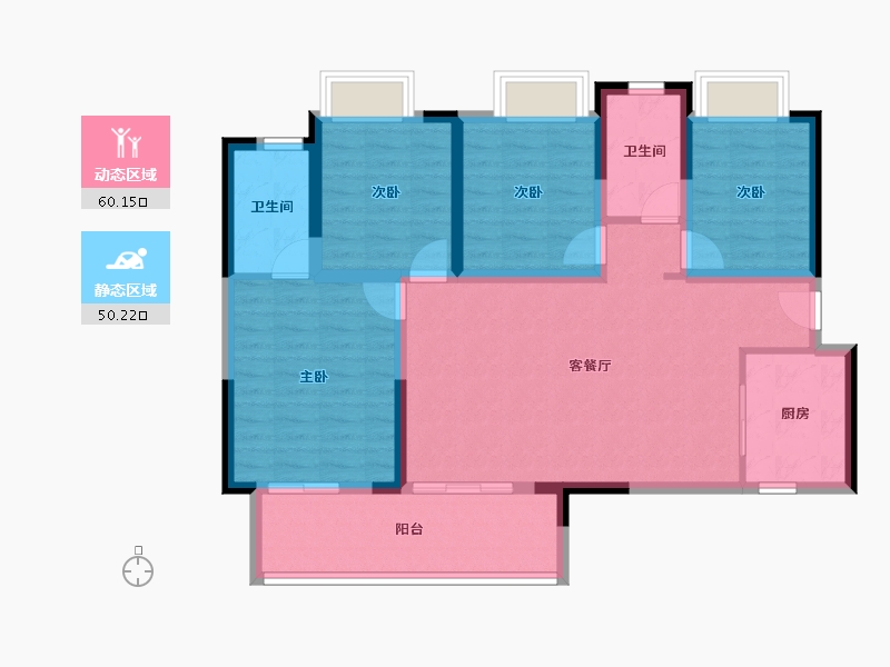 湖南省-长沙市-金科集美天辰-98.65-户型库-动静分区