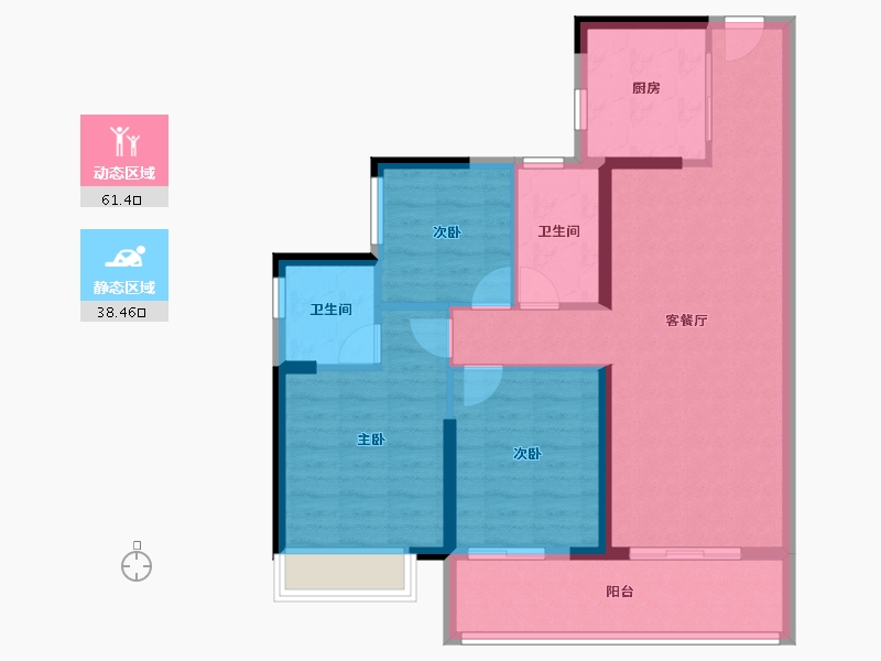 湖南省-长沙市-金科集美天辰-89.69-户型库-动静分区