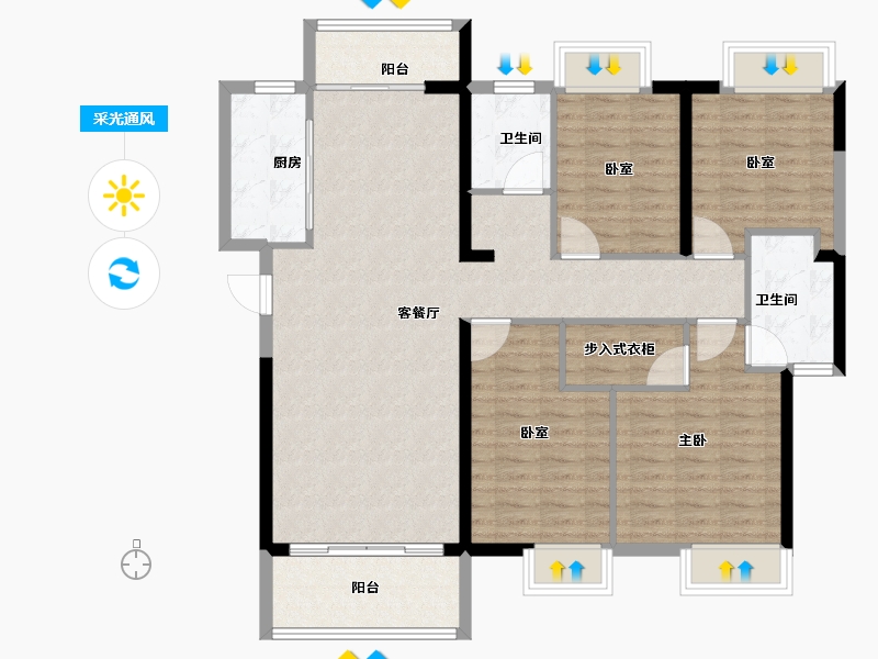 湖北省-武汉市-江印-117.54-户型库-采光通风