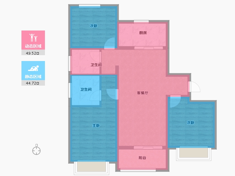 上海-上海市-大名城映园Ⅱ期-83.96-户型库-动静分区