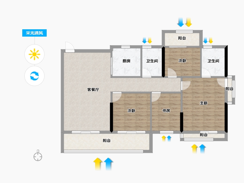 浙江省-温州市-白鹭公馆-110.40-户型库-采光通风