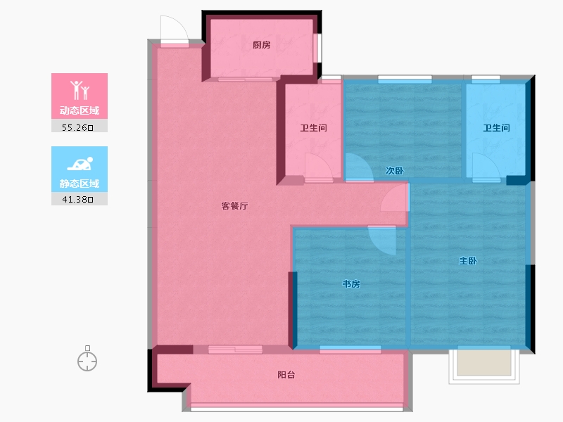 湖北省-黄冈市-博森·一品天下-87.00-户型库-动静分区