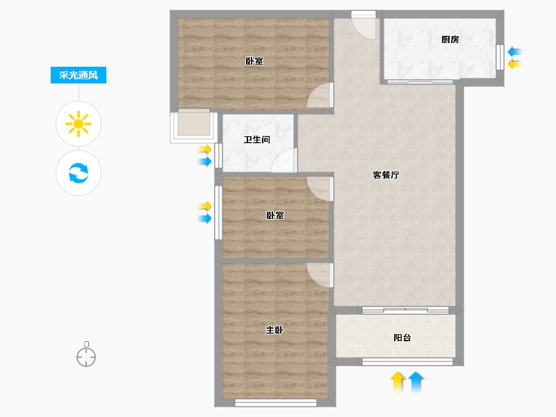 湖北省-武汉市-长投保利汉口印-85.61-户型库-采光通风