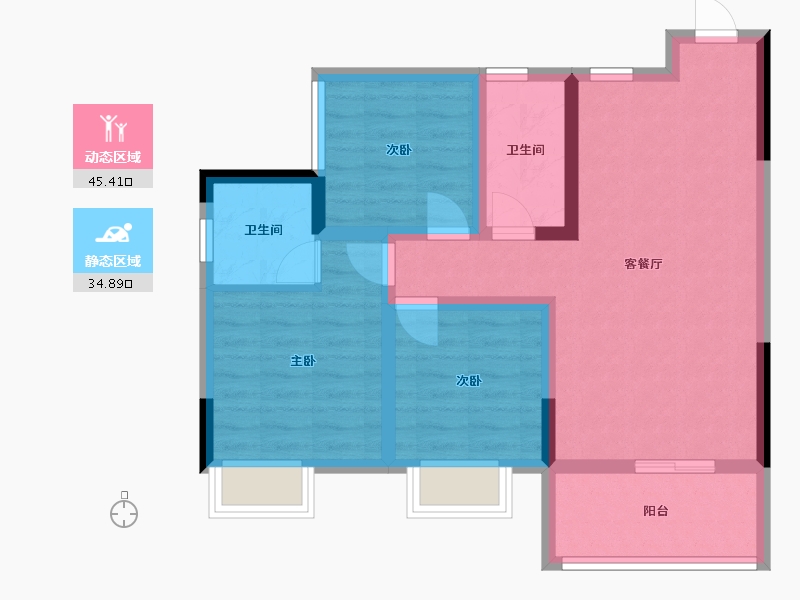 四川省-自贡市-公园锦华-70.63-户型库-动静分区