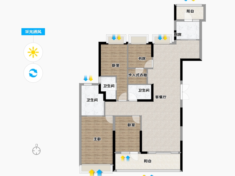 湖北省-武汉市-绿城武汉黄浦湾-156.01-户型库-采光通风