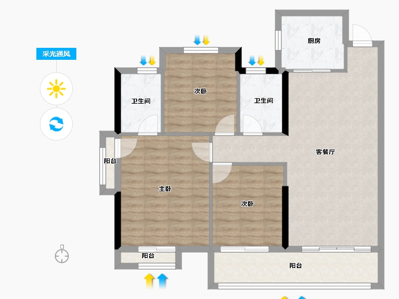 浙江省-温州市-白鹭公馆-91.99-户型库-采光通风