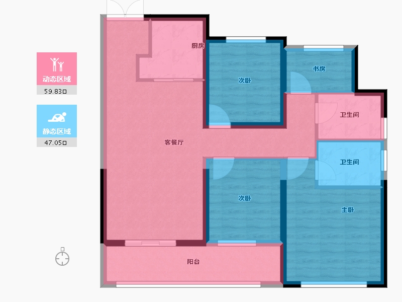 浙江省-温州市-新宏地大诚十里风华-95.20-户型库-动静分区