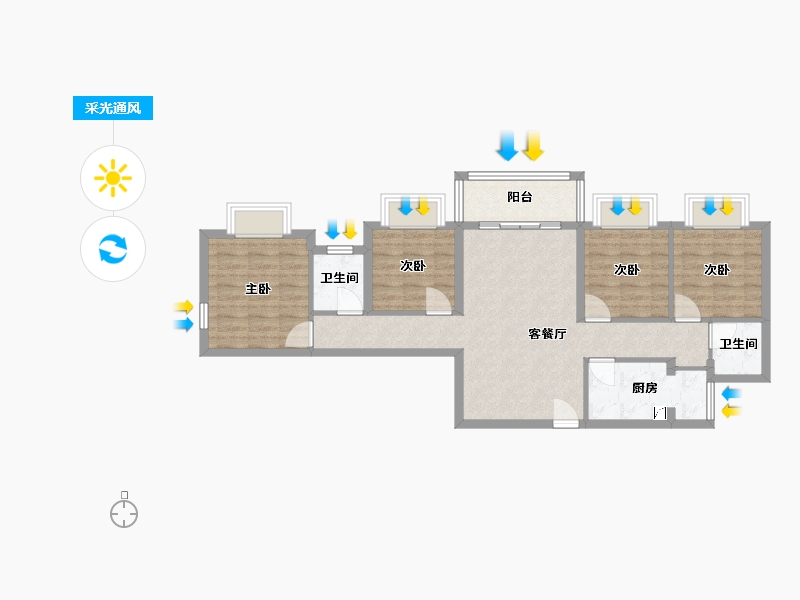 广西壮族自治区-南宁市-公园溪府-95.00-户型库-采光通风