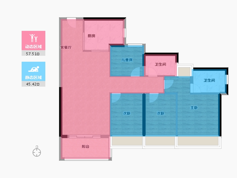 海南省-海口市-中海学仕里-92.80-户型库-动静分区