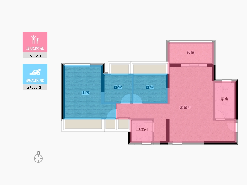 海南省-海口市-中海学仕里-66.40-户型库-动静分区