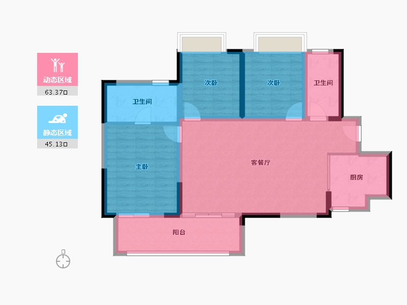 湖南省-长沙市-金科集美天辰-97.80-户型库-动静分区