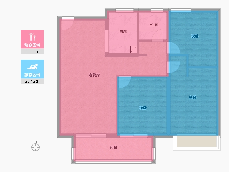 江苏省-镇江市-中南·上悦诗苑-76.80-户型库-动静分区