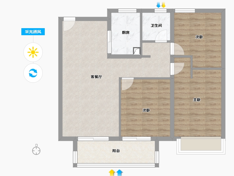 江苏省-镇江市-中南·上悦诗苑-76.80-户型库-采光通风