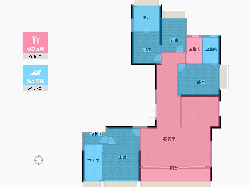 湖北省-武汉市-绿城武汉黄浦湾-175.20-户型库-动静分区