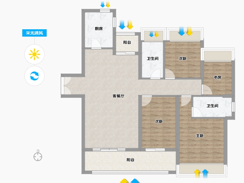 广东省-深圳市-天健天骄西筑-106.88-户型库-采光通风