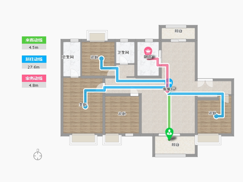 江苏省-南通市-海门沁园-130.00-户型库-动静线