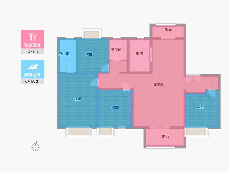 江苏省-南通市-海门沁园-130.00-户型库-动静分区