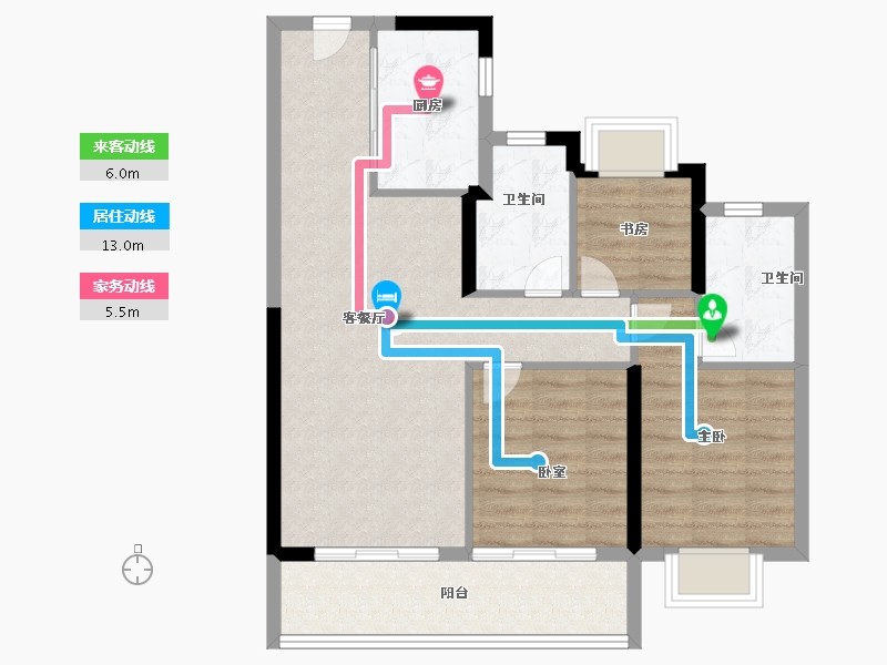 湖北省-武汉市-招商·武汉城建未来中心-77.60-户型库-动静线