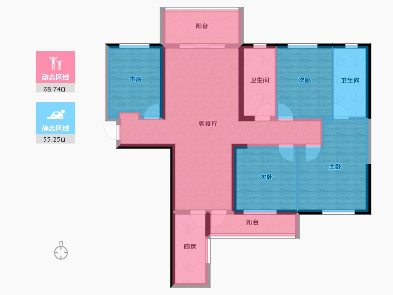 湖南省-长沙市-金富湘江悦城-110.17-户型库-动静分区