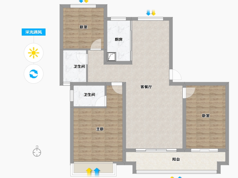 河南省-驻马店市-置地大舆嘉园-100.44-户型库-采光通风