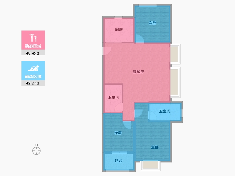 浙江省-宁波市-雅戈尔江上云境-88.00-户型库-动静分区