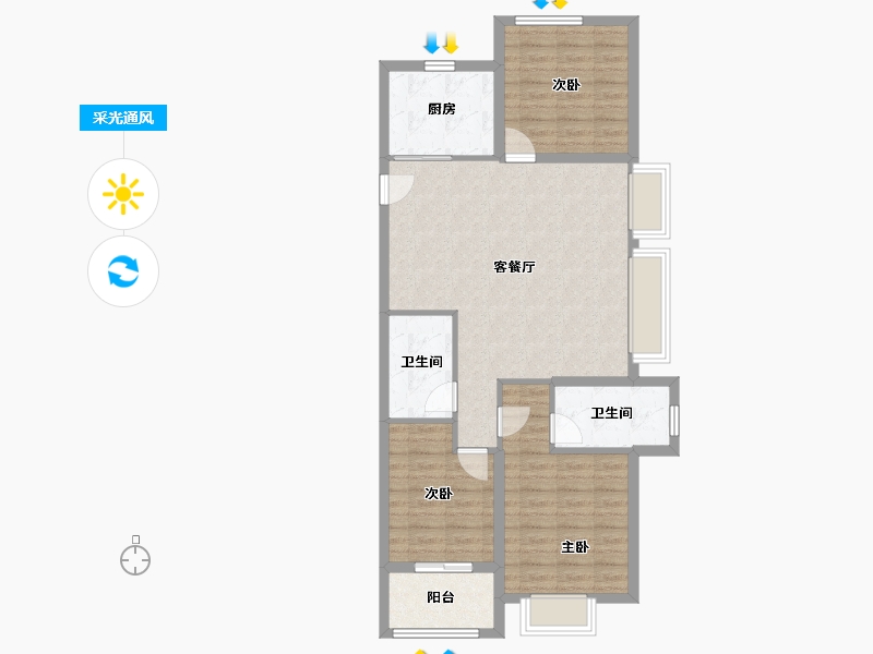 浙江省-宁波市-雅戈尔江上云境-88.00-户型库-采光通风