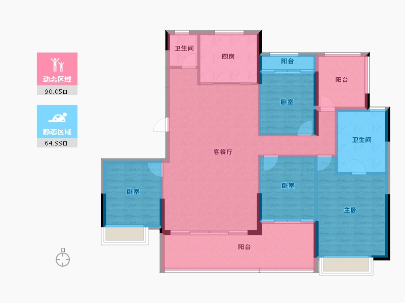 贵州省-毕节市-绿城•深蓝中心-142.31-户型库-动静分区