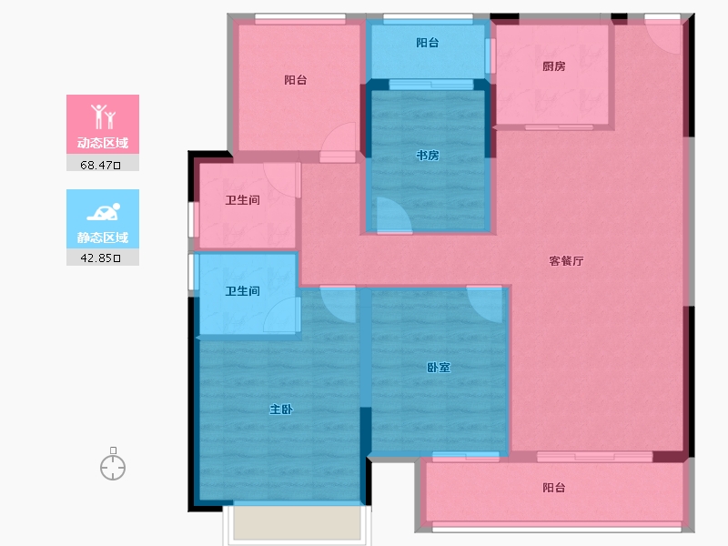 贵州省-毕节市-绿城•深蓝中心-100.00-户型库-动静分区