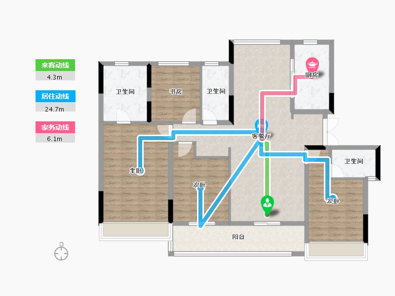 浙江省-湖州市-鸣翠里-133.06-户型库-动静线