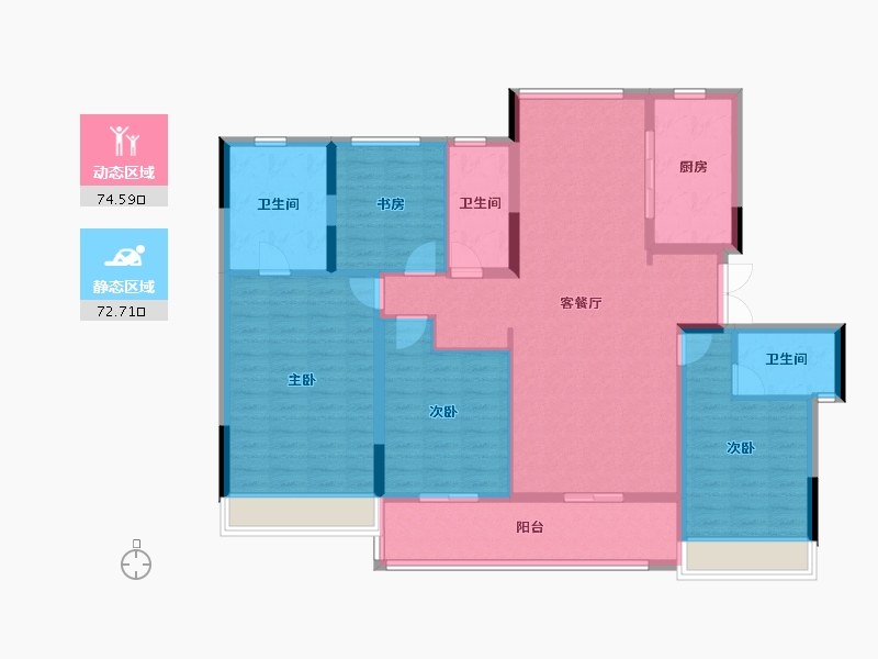 浙江省-湖州市-鸣翠里-133.06-户型库-动静分区