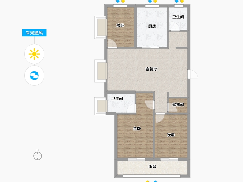 浙江省-宁波市-绿城·春风晴翠-89.60-户型库-采光通风