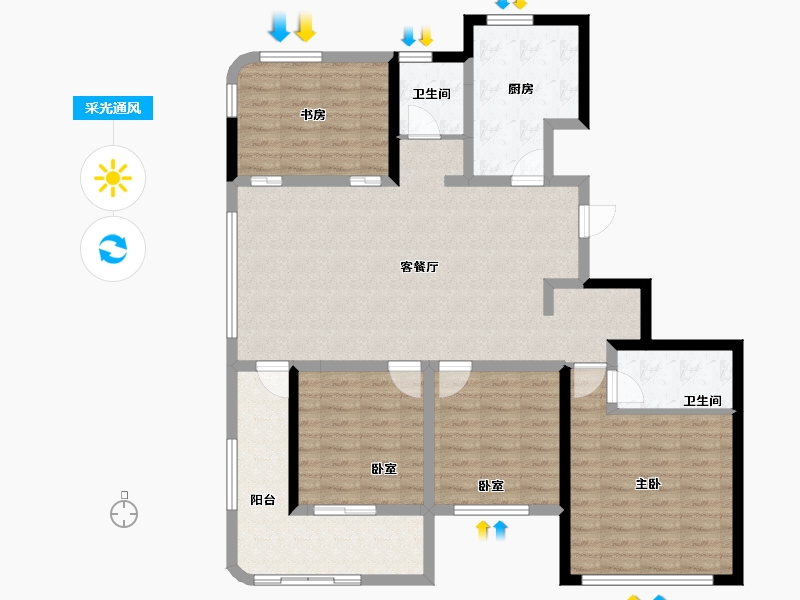 浙江省-湖州市-湖上居-114.28-户型库-采光通风