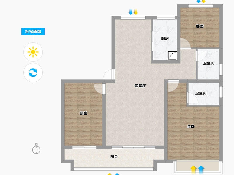 河南省-驻马店市-置地大舆嘉园-102.62-户型库-采光通风