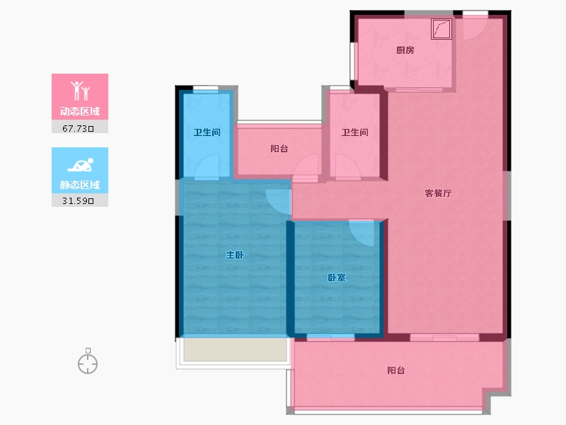 广东省-韶关市-碧桂园太阳城-88.34-户型库-动静分区