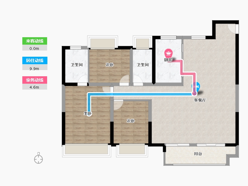 河南省-信阳市-中国铁建·西派澜岸-111.20-户型库-动静线