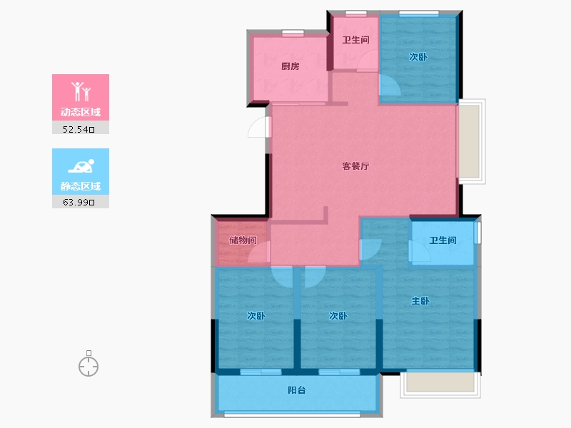 浙江省-宁波市-三里风荷-105.01-户型库-动静分区