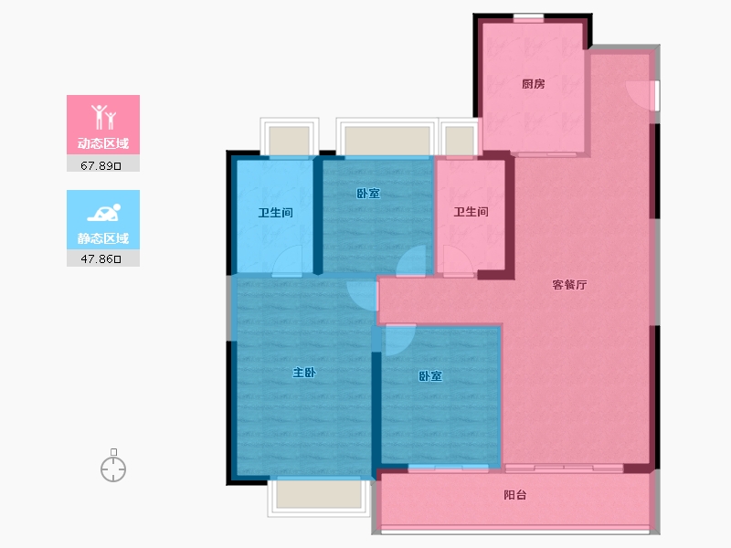 湖北省-武汉市-绿城华生桂语映月-105.12-户型库-动静分区