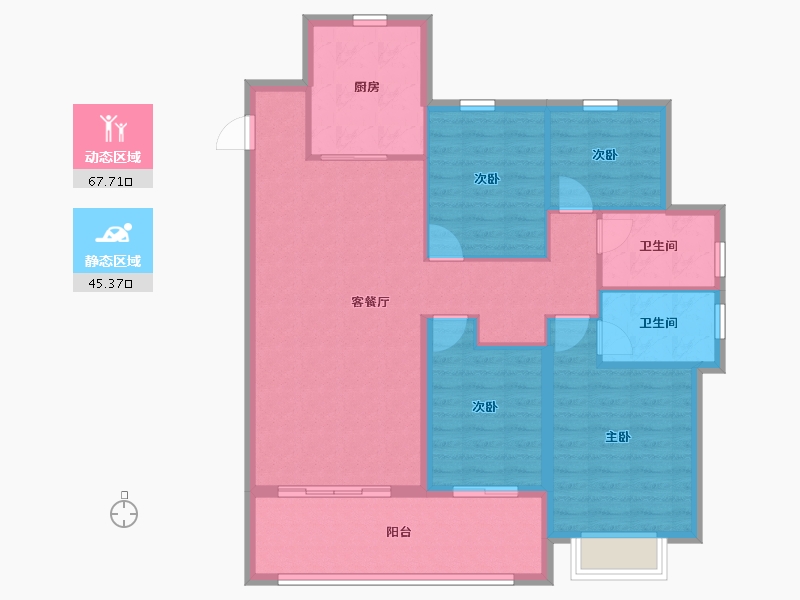 浙江省-宁波市-雅戈尔江上云境-102.41-户型库-动静分区