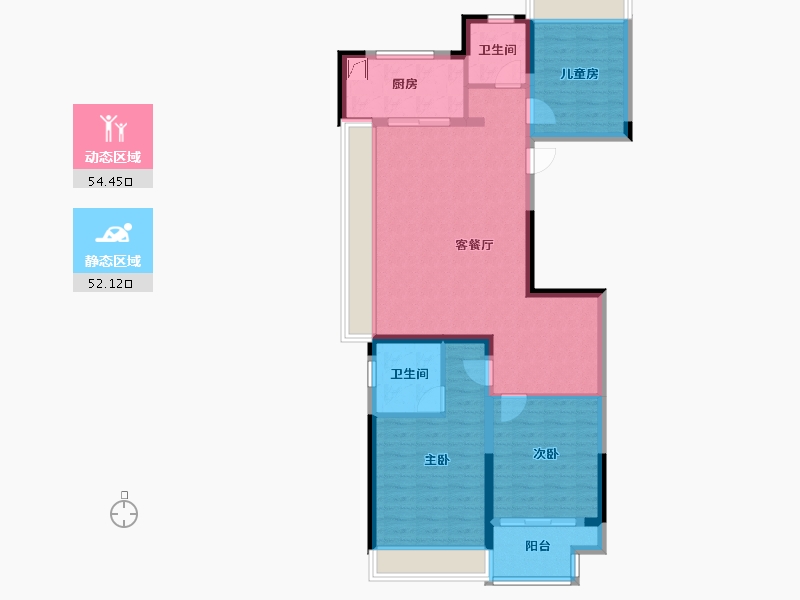 江苏省-常州市-嘉宏澎π-95.36-户型库-动静分区