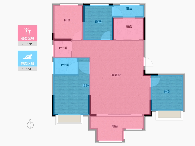 贵州省-毕节市-绿城•深蓝中心-114.40-户型库-动静分区