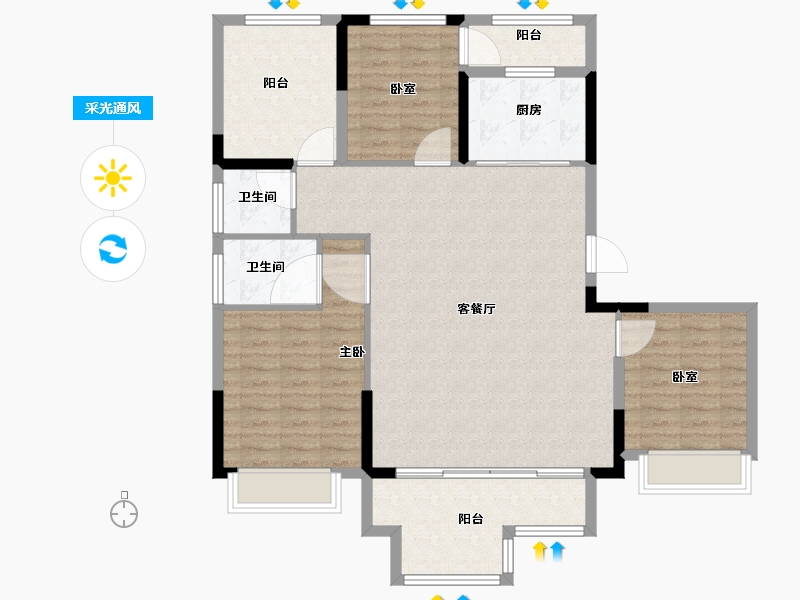 贵州省-毕节市-绿城•深蓝中心-114.40-户型库-采光通风