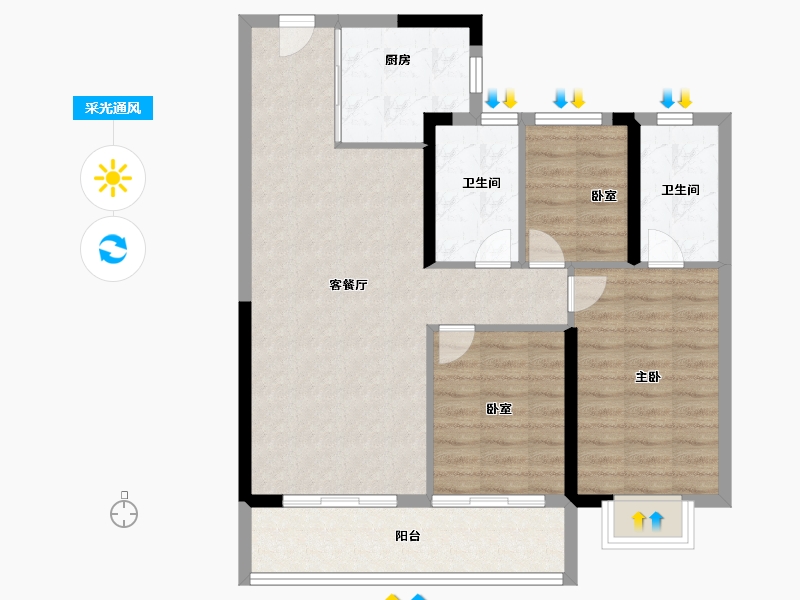 湖北省-武汉市-招商·武汉城建未来中心-84.80-户型库-采光通风